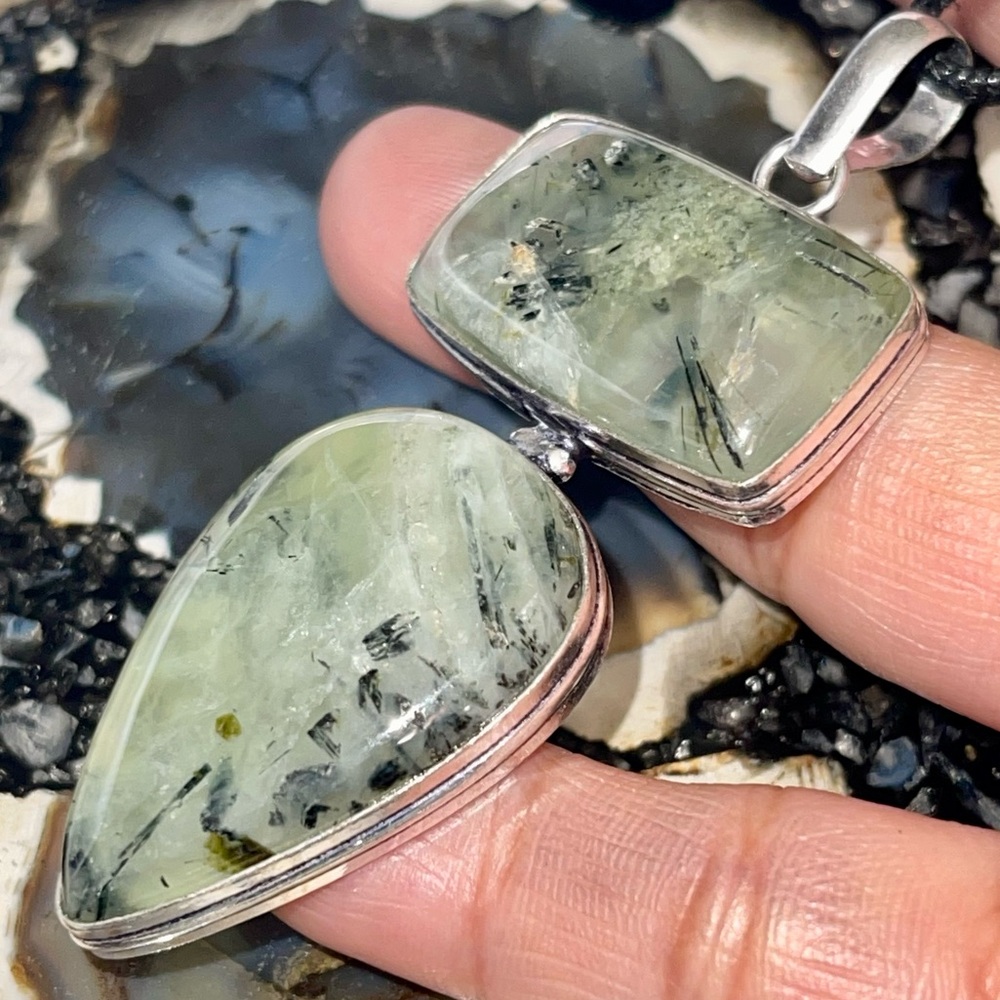 Moss Prehnite Pendant 2 7/8”